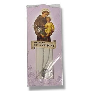 St.‎ Anthony Pray For Me Heart Pendant Necklace Religious Gift Silver A14Q
